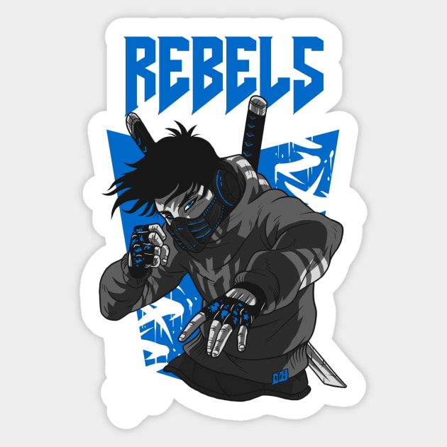 Anime Style Ninja Rebels, For Truly Anime Lovers! Anime Samurai, Manga Samurai, Katana Sticker by Redboy